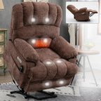 Fauteuil inclinable électrique de grande taille en chenille avec siège large et dossier haut, massage par vibration à 8 points et chauffage lombaire