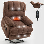 Fauteuil inclinable électrique de grande taille en chenille avec siège large et dossier haut, massage par vibration à 8 points et chauffage lombaire