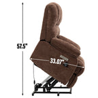 Fauteuil inclinable électrique de grande taille en chenille avec siège large et dossier haut, massage par vibration à 8 points et chauffage lombaire