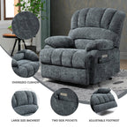 Fauteuil inclinable électrique de grande taille en chenille avec siège large et dossier haut, massage par vibration à 8 points et chauffage lombaire