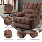 Fauteuil inclinable électrique de grande taille en chenille avec siège large et dossier haut, massage par vibration à 8 points et chauffage lombaire