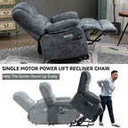 Fauteuil inclinable électrique de grande taille en chenille avec siège large et dossier haut, massage par vibration à 8 points et chauffage lombaire