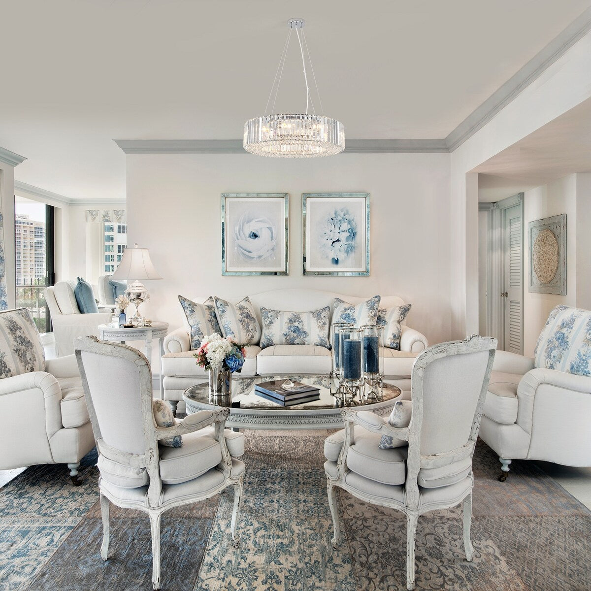 Lustre de ferme de 63 cm à 8 lumières, lustre en cristal, lustre tambour pour salle à manger, salon, chambre à coucher, cuisine