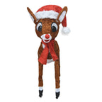 24 Rudolph 3D LED pré-éclairés Yard Art Rudolph avec bonnet et écharpe du Père Noël