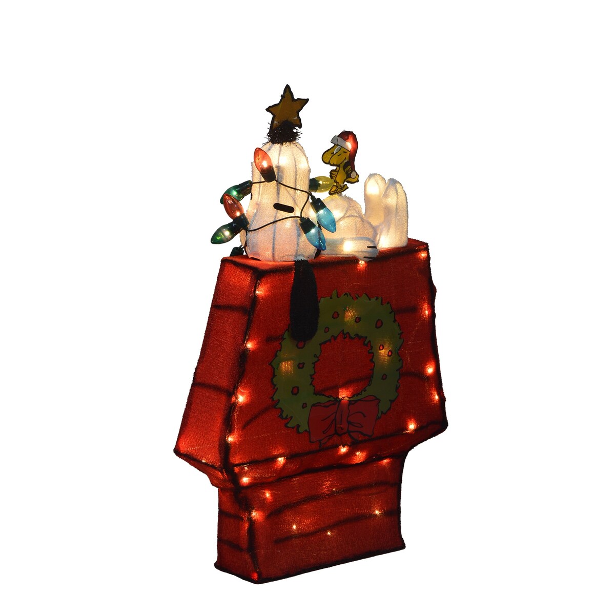 26 décorations de jardin pré-éclairées à LED 3D Peanuts Snoopy sur une niche avec étoile