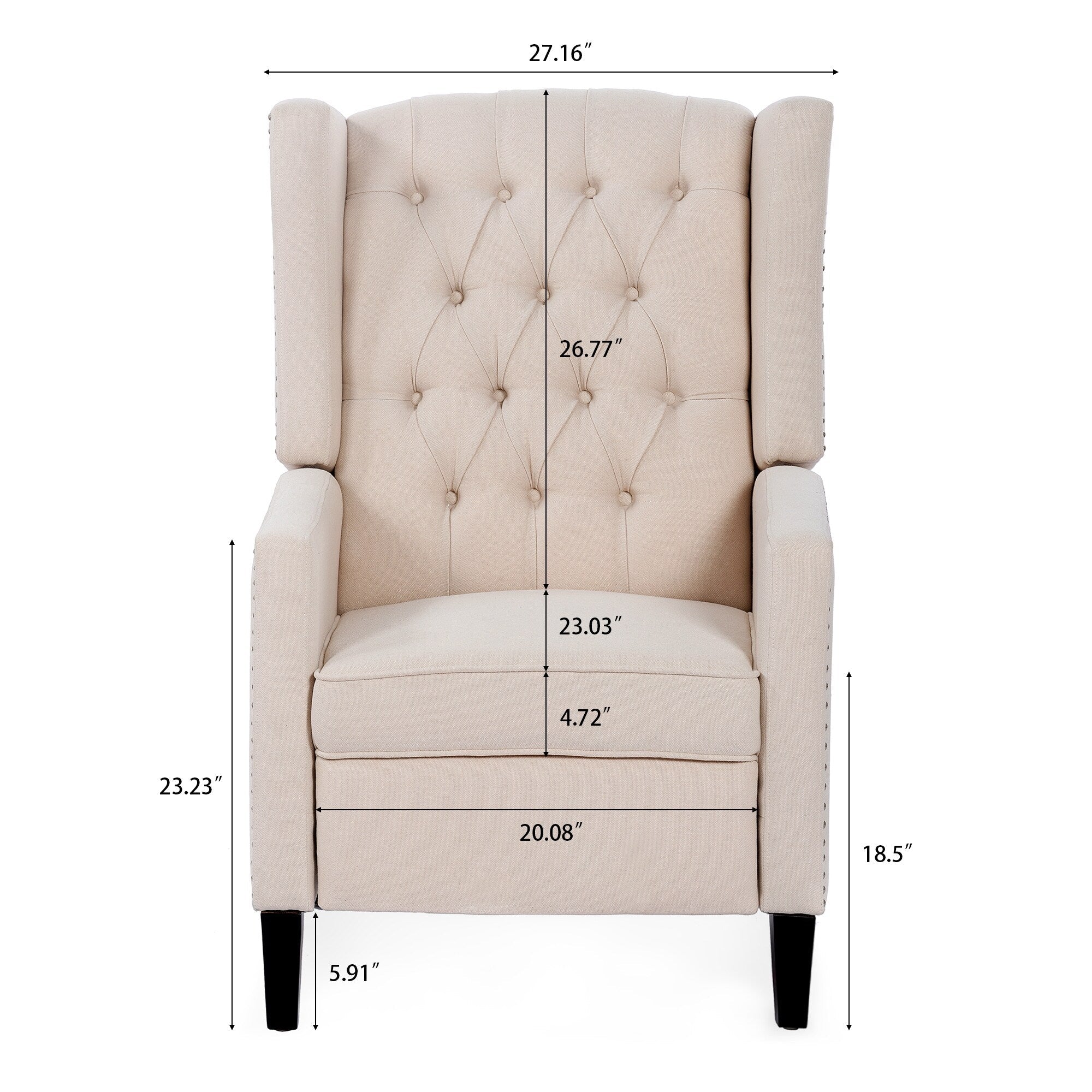 Fauteuil inclinable manuel large de 27,16 pouces