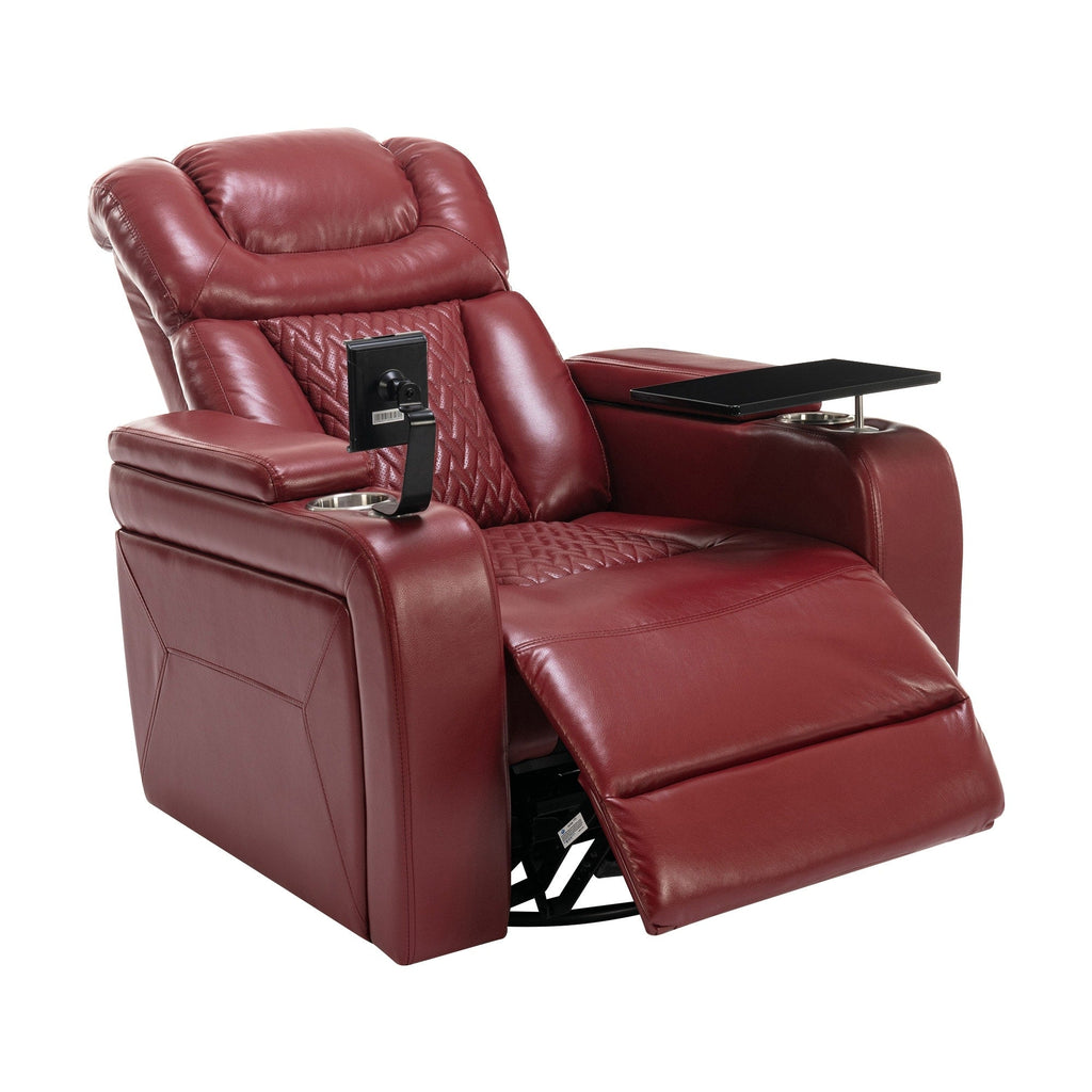 Fauteuil inclinable électrique pivotant à 270 degrés en cuir PU, siège individuel, fauteuil inclinable pour home cinéma avec dossier confortable et plateau