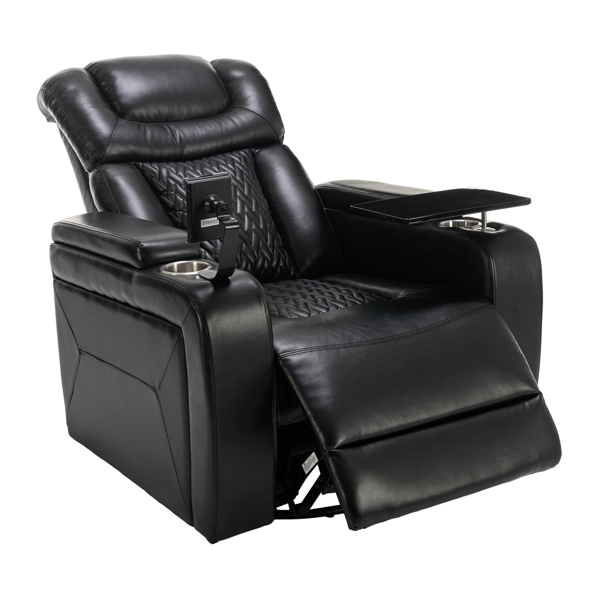 Fauteuil inclinable électrique pivotant à 270 degrés en cuir PU, siège individuel, fauteuil inclinable pour home cinéma avec dossier confortable et plateau