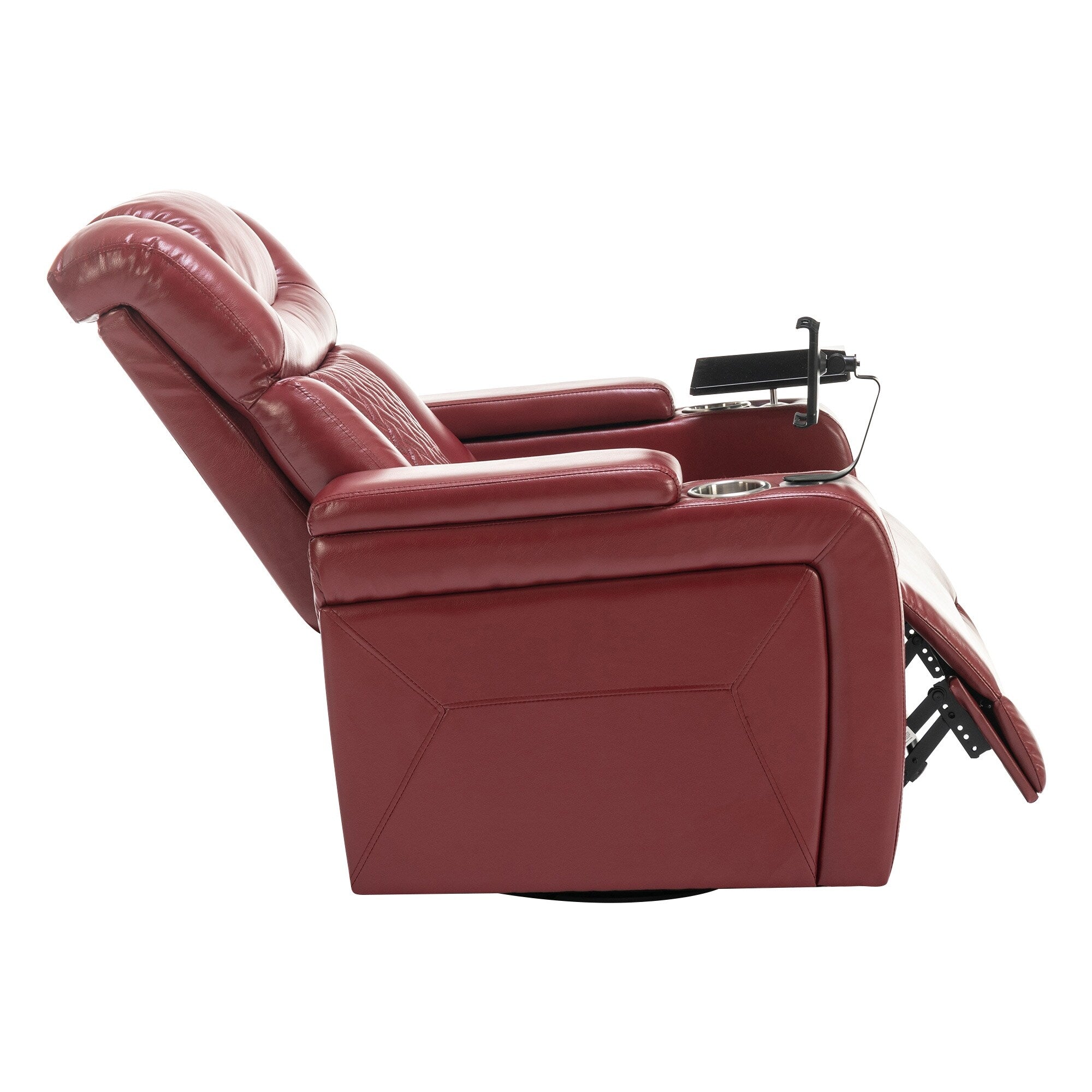 Fauteuil inclinable électrique pivotant à 270 degrés en cuir PU, siège individuel, fauteuil inclinable pour home cinéma avec dossier confortable et plateau