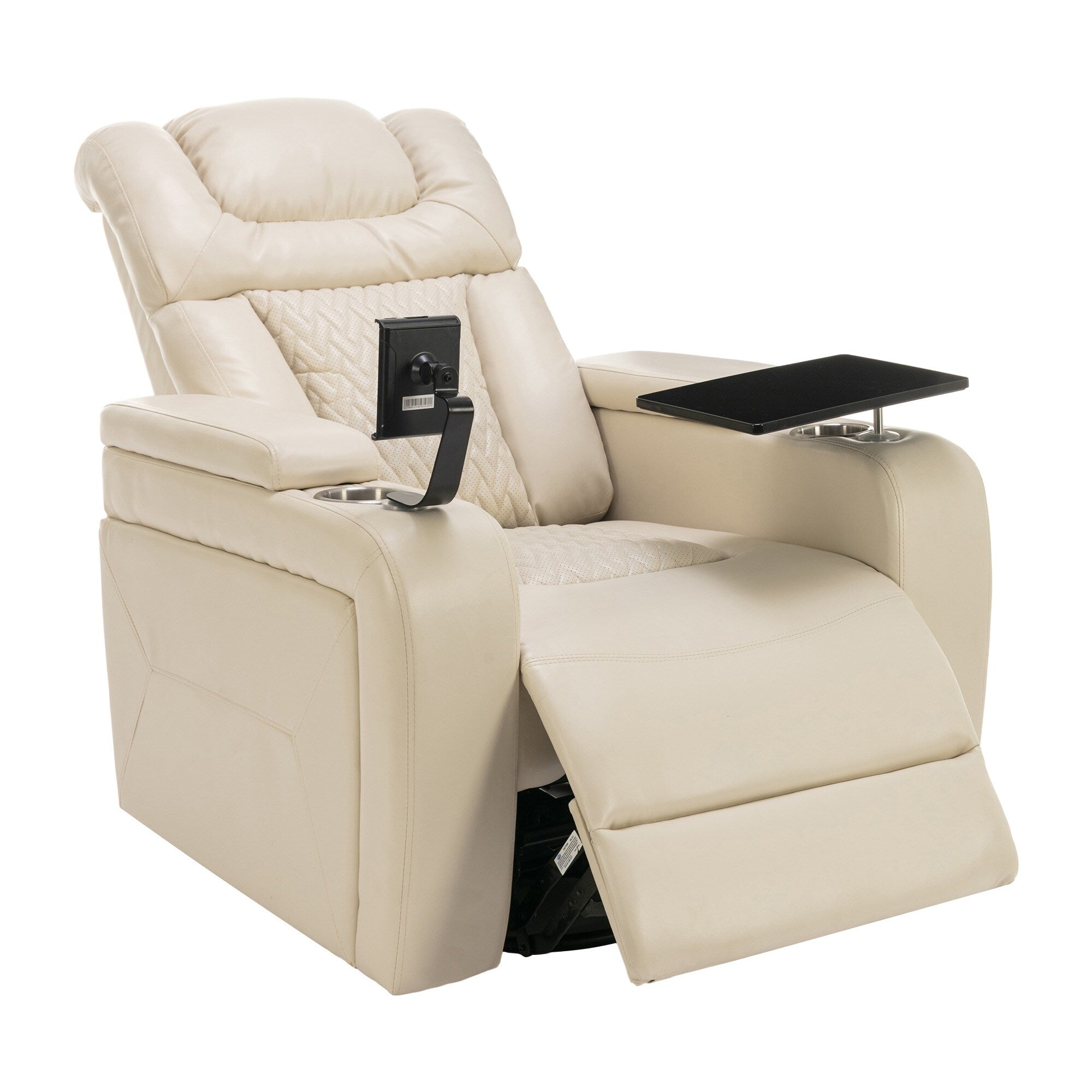 Fauteuil inclinable électrique pivotant à 270 degrés en cuir PU, siège individuel, fauteuil inclinable pour home cinéma avec dossier confortable et plateau