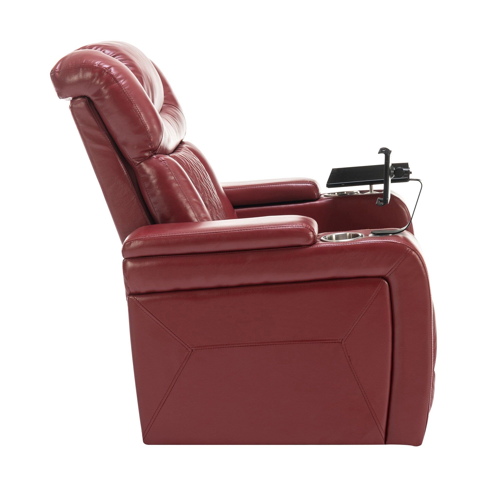 Fauteuil inclinable électrique pivotant à 270 degrés en cuir PU, siège individuel, fauteuil inclinable pour home cinéma avec dossier confortable et plateau