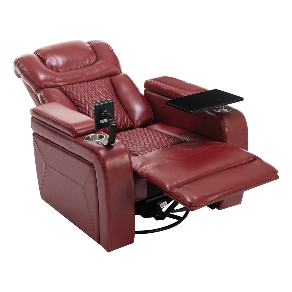 Fauteuil inclinable électrique pivotant à 270 degrés en cuir PU, siège individuel, fauteuil inclinable pour home cinéma avec dossier confortable et plateau