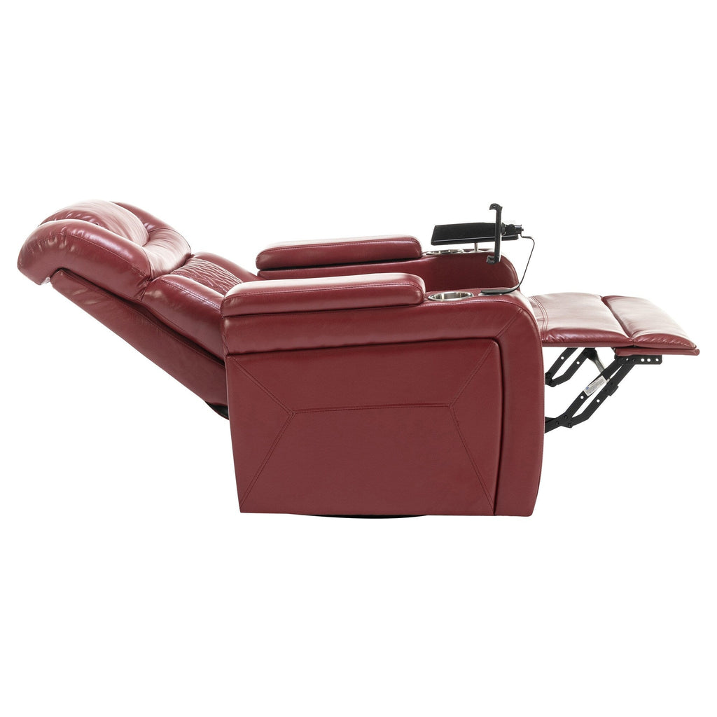 Fauteuil inclinable électrique pivotant à 270 degrés en cuir PU, siège individuel, fauteuil inclinable pour home cinéma avec dossier confortable et plateau