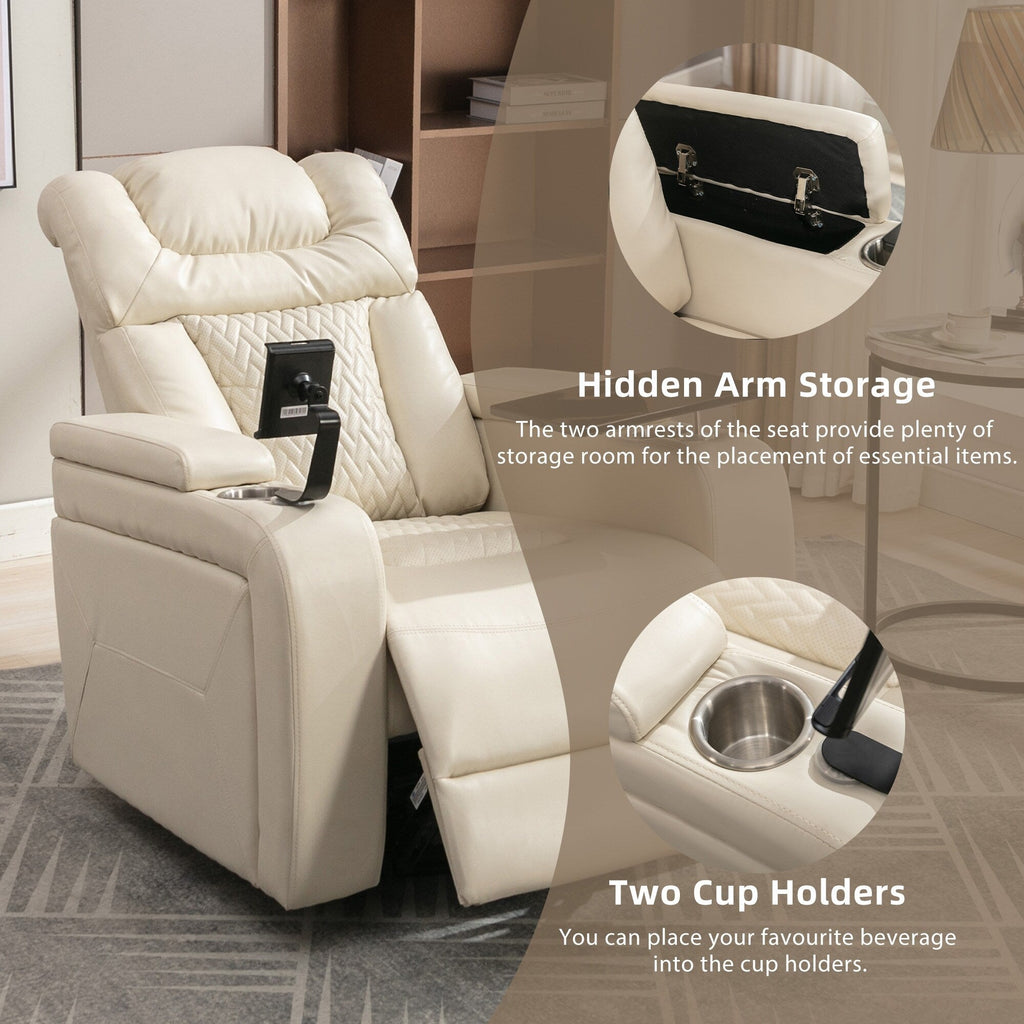 Fauteuil inclinable électrique pivotant à 270 degrés en cuir PU, siège individuel, fauteuil inclinable pour home cinéma avec dossier confortable et plateau