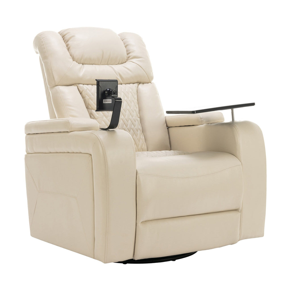 Fauteuil inclinable électrique pivotant à 270 degrés en cuir PU, siège individuel, fauteuil inclinable pour home cinéma avec dossier confortable et plateau
