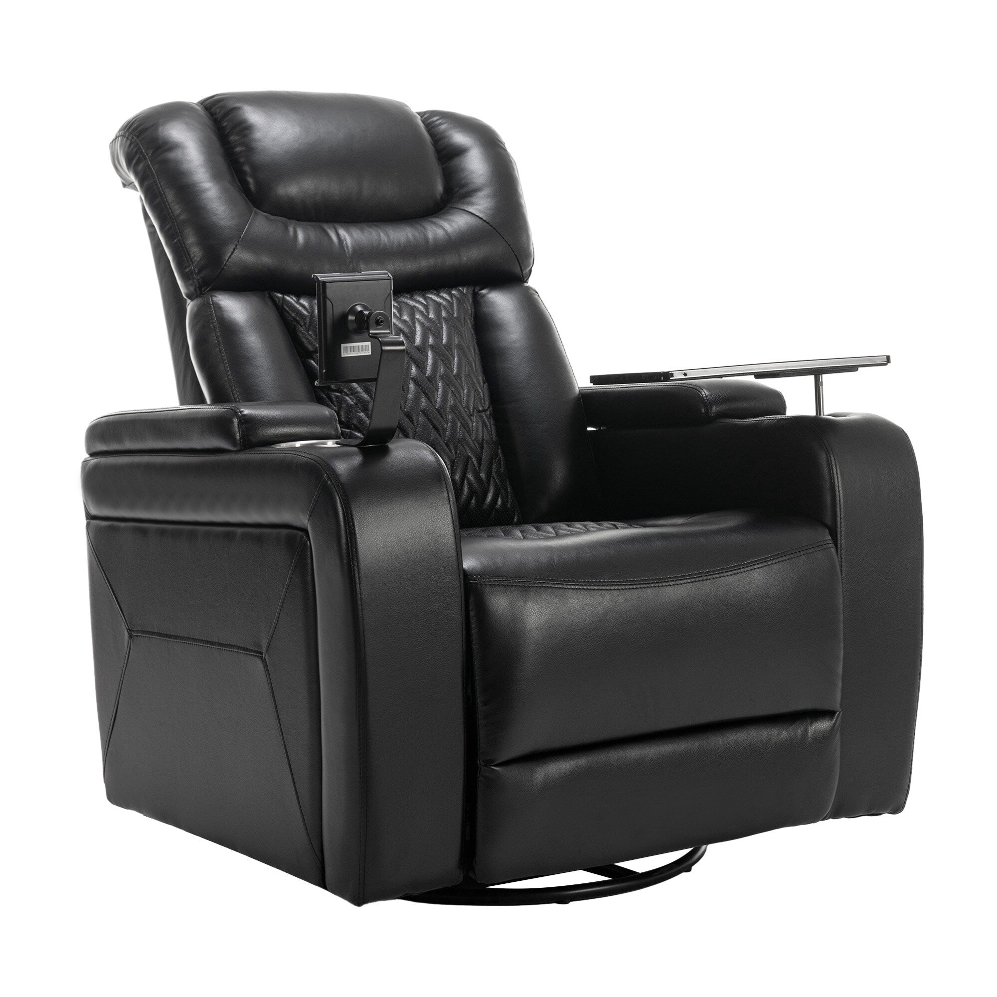 Fauteuil inclinable électrique pivotant à 270 degrés en cuir PU, siège individuel, fauteuil inclinable pour home cinéma avec dossier confortable et plateau