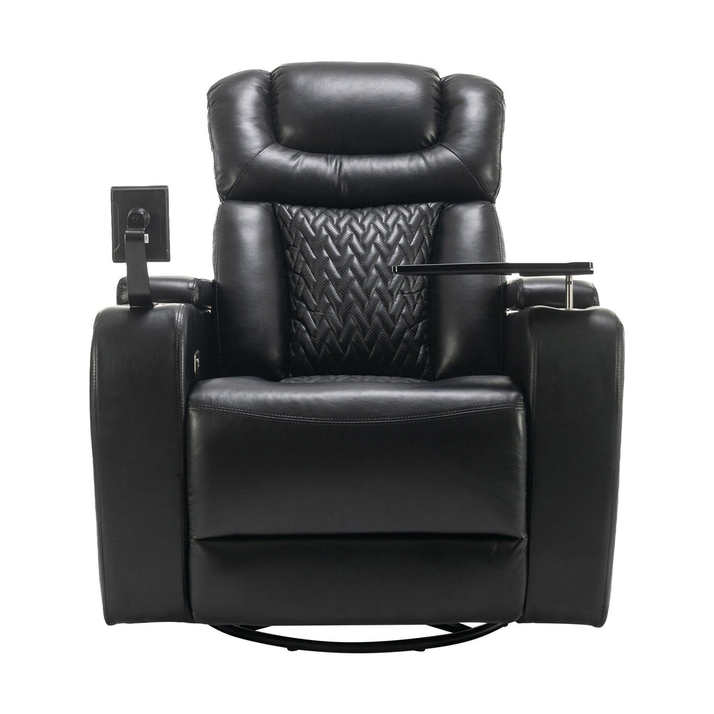 Fauteuil inclinable électrique pivotant à 270 degrés en cuir PU, siège individuel, fauteuil inclinable pour home cinéma avec dossier confortable et plateau