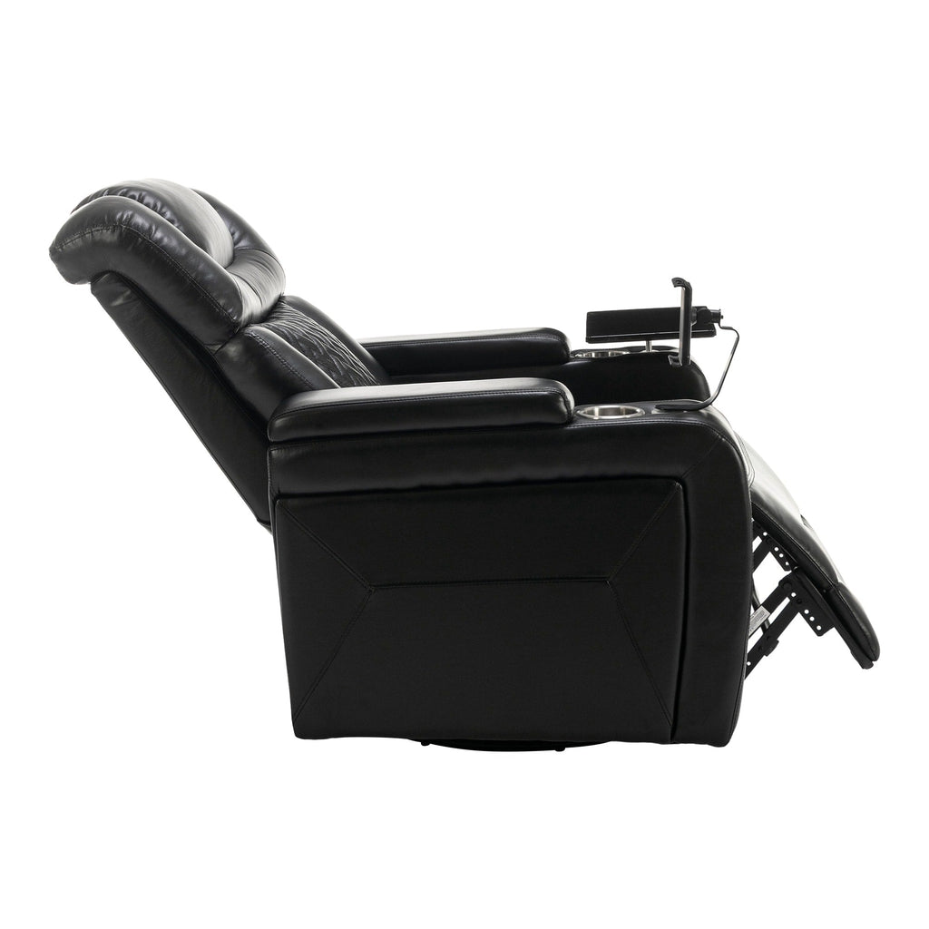 Fauteuil inclinable électrique pivotant à 270 degrés en cuir PU, siège individuel, fauteuil inclinable pour home cinéma avec dossier confortable et plateau