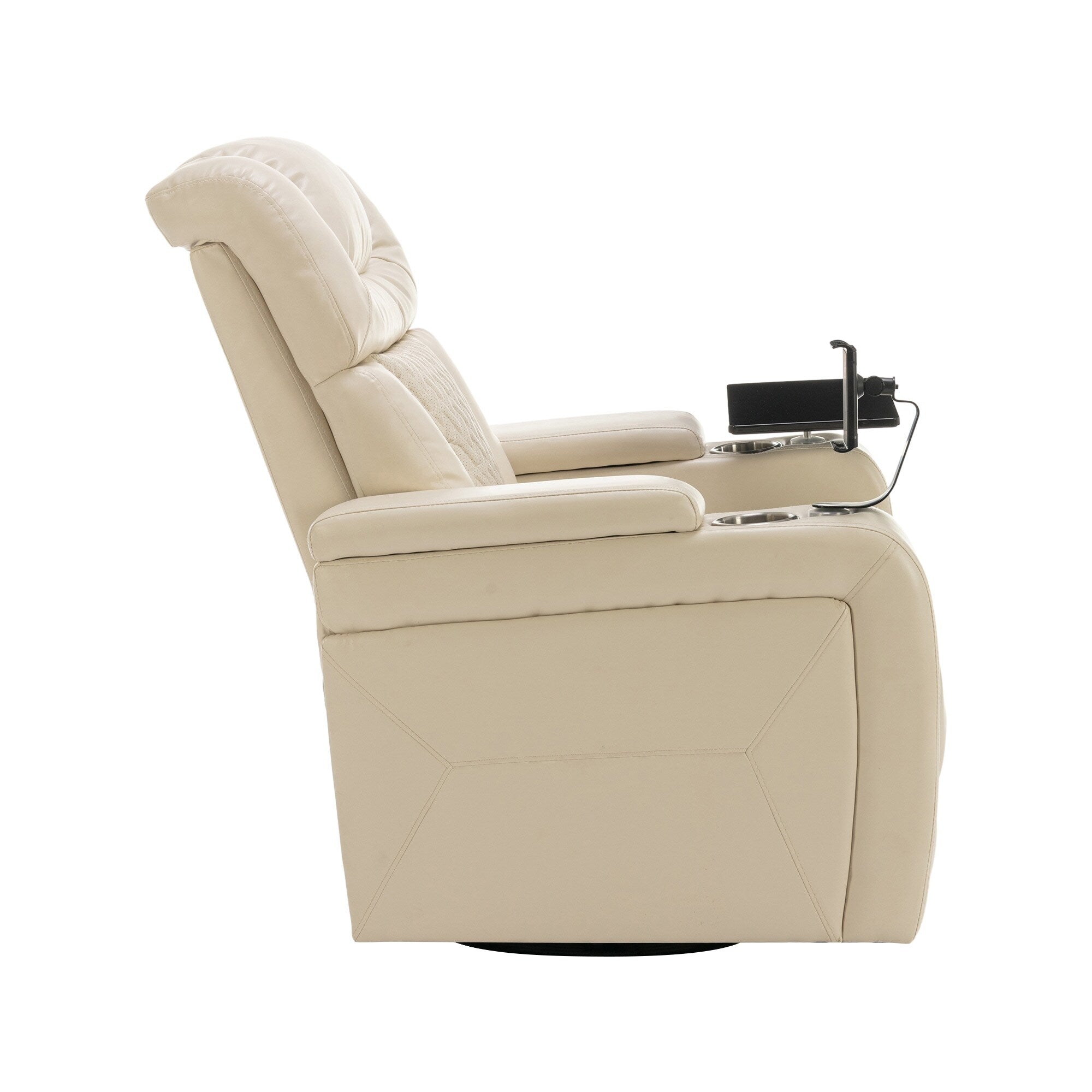 Fauteuil inclinable électrique pivotant à 270 degrés en cuir PU, siège individuel, fauteuil inclinable pour home cinéma avec dossier confortable et plateau