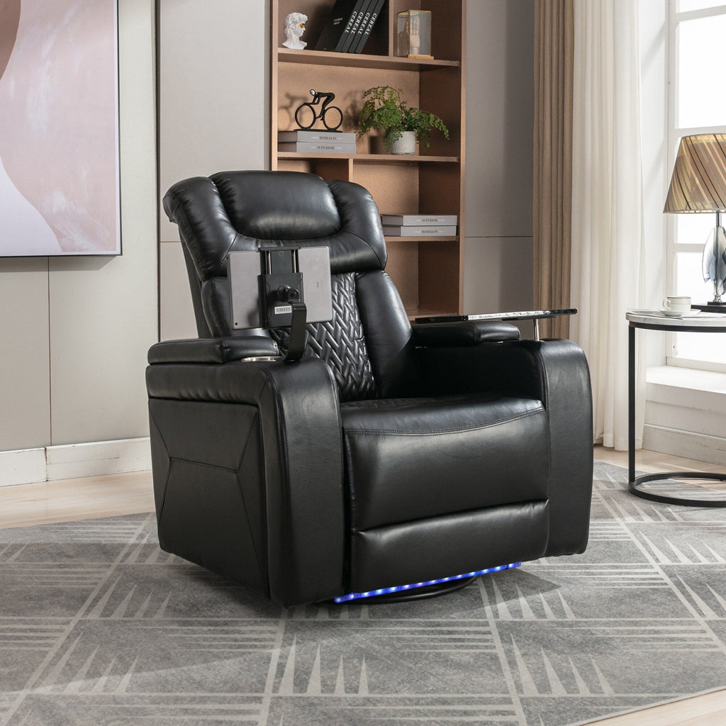 Fauteuil inclinable électrique pivotant à 270 degrés, siège individuel, pour home cinéma, avec plateau, support pour téléphone, porte-gobelet et port USB