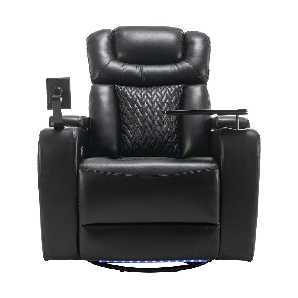 Fauteuil inclinable électrique pivotant à 270 degrés, siège individuel, pour home cinéma, avec plateau, support pour téléphone, porte-gobelet et port USB
