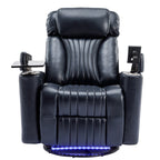 Fauteuil inclinable pivotant à 270°, siège home cinéma avec rangement dissimulé pour les accoudoirs, bande lumineuse LED et porte-gobelet