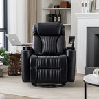 Fauteuil inclinable pivotant à 270°, siège home cinéma avec rangement dissimulé pour les accoudoirs, bande lumineuse LED et porte-gobelet