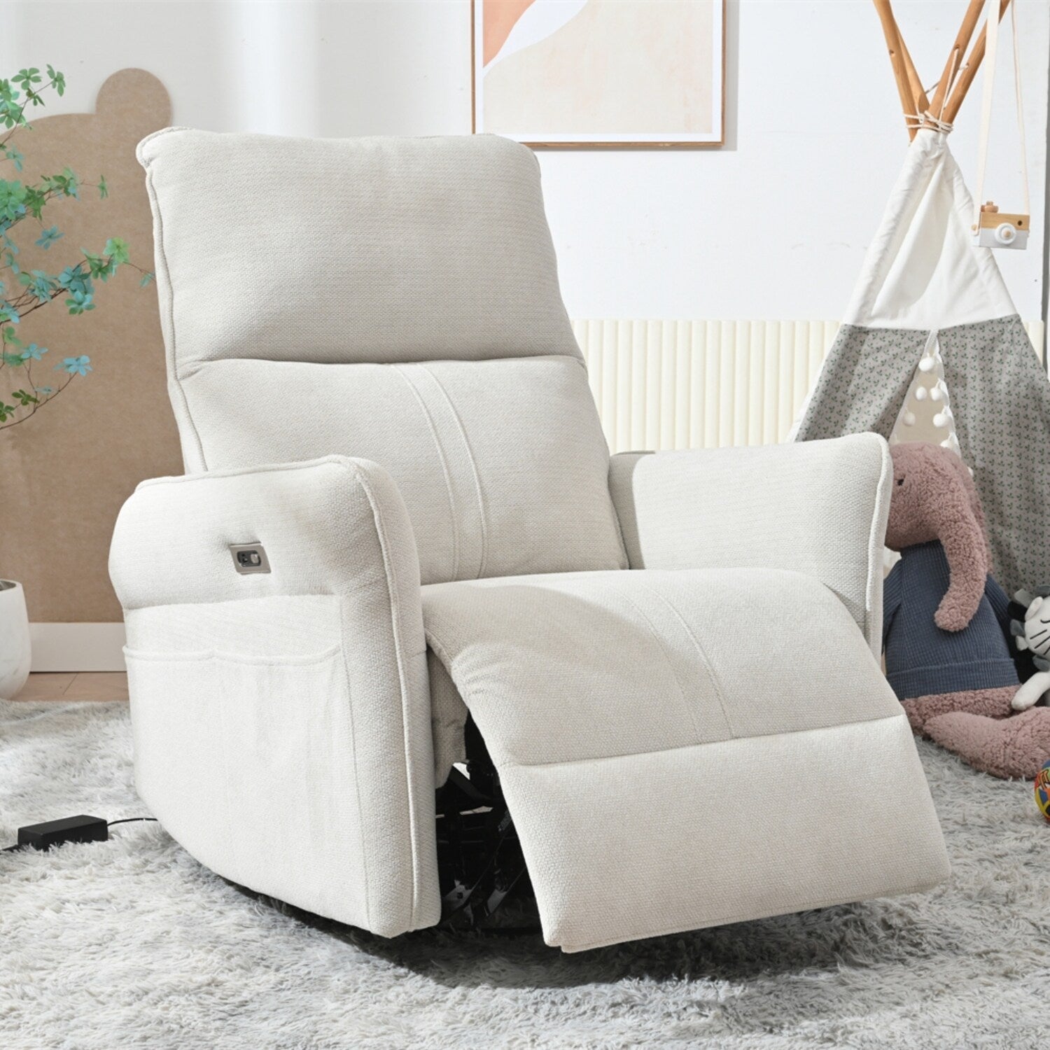Fauteuil inclinable pivotant à 270° pour adultes, fauteuil inclinable pivotant à bascule, petit fauteuil inclinable électrique