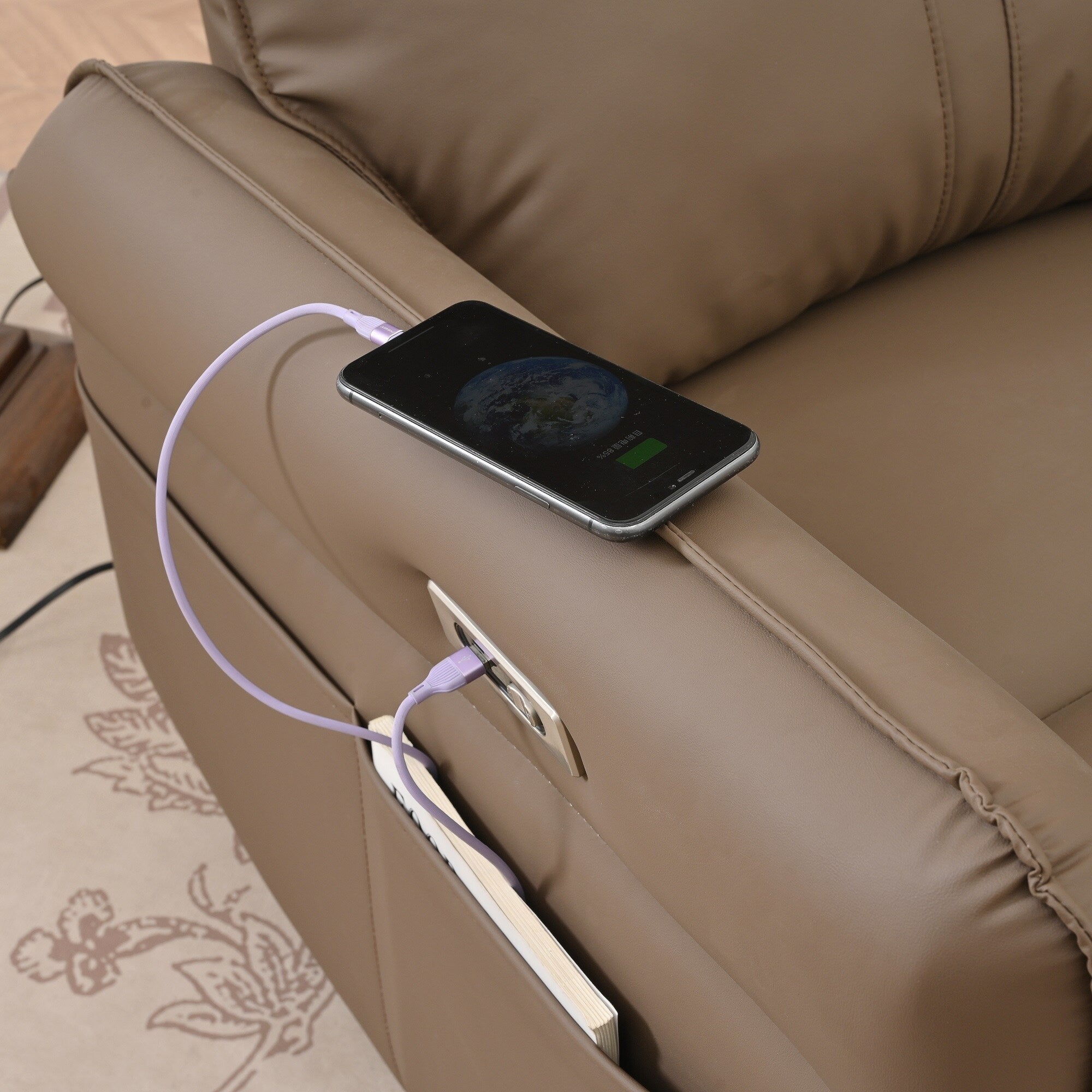 Fauteuil inclinable pivotant à 270°, canapé inclinable électrique avec ports USB