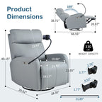 Fauteuil inclinable à bascule pivotant à 270°