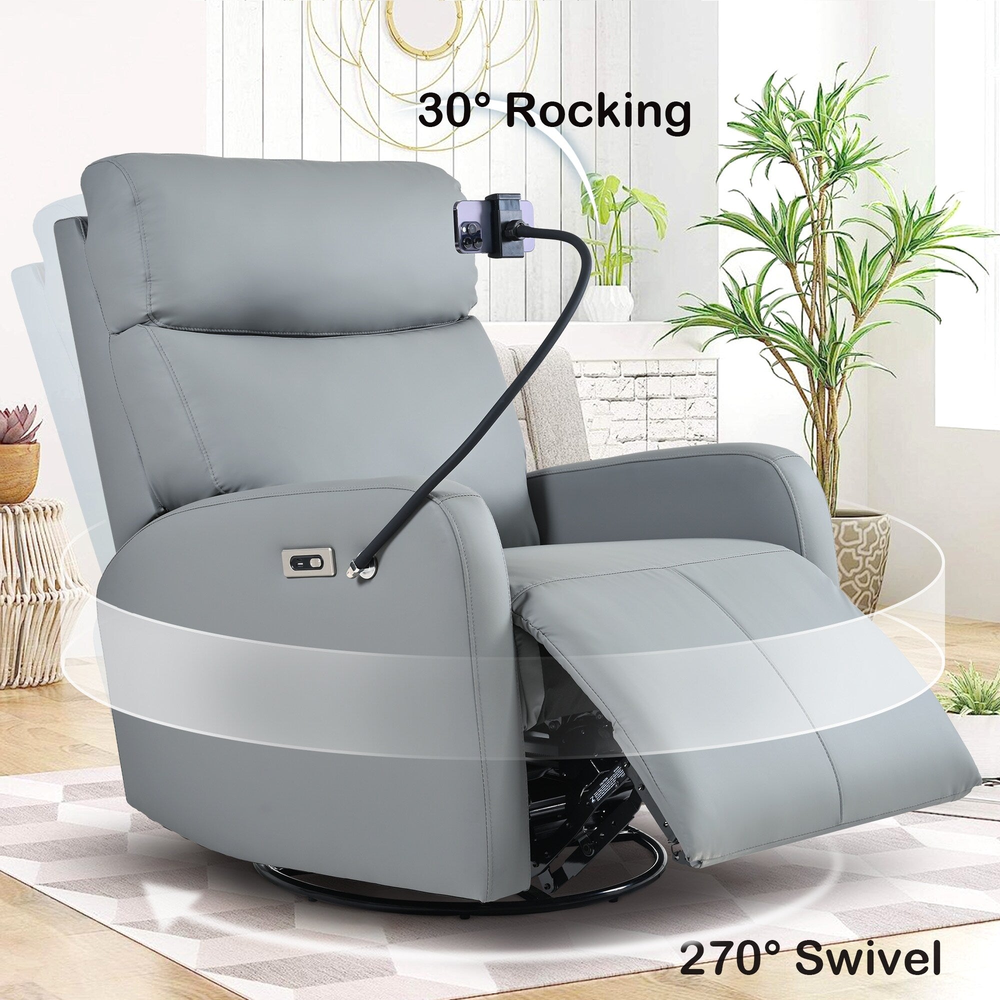 Fauteuil inclinable à bascule pivotant à 270°