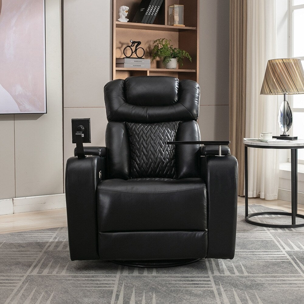 Fauteuil inclinable électrique pivotant à 270°, fauteuil multimédia avec multi-plateau et rangement