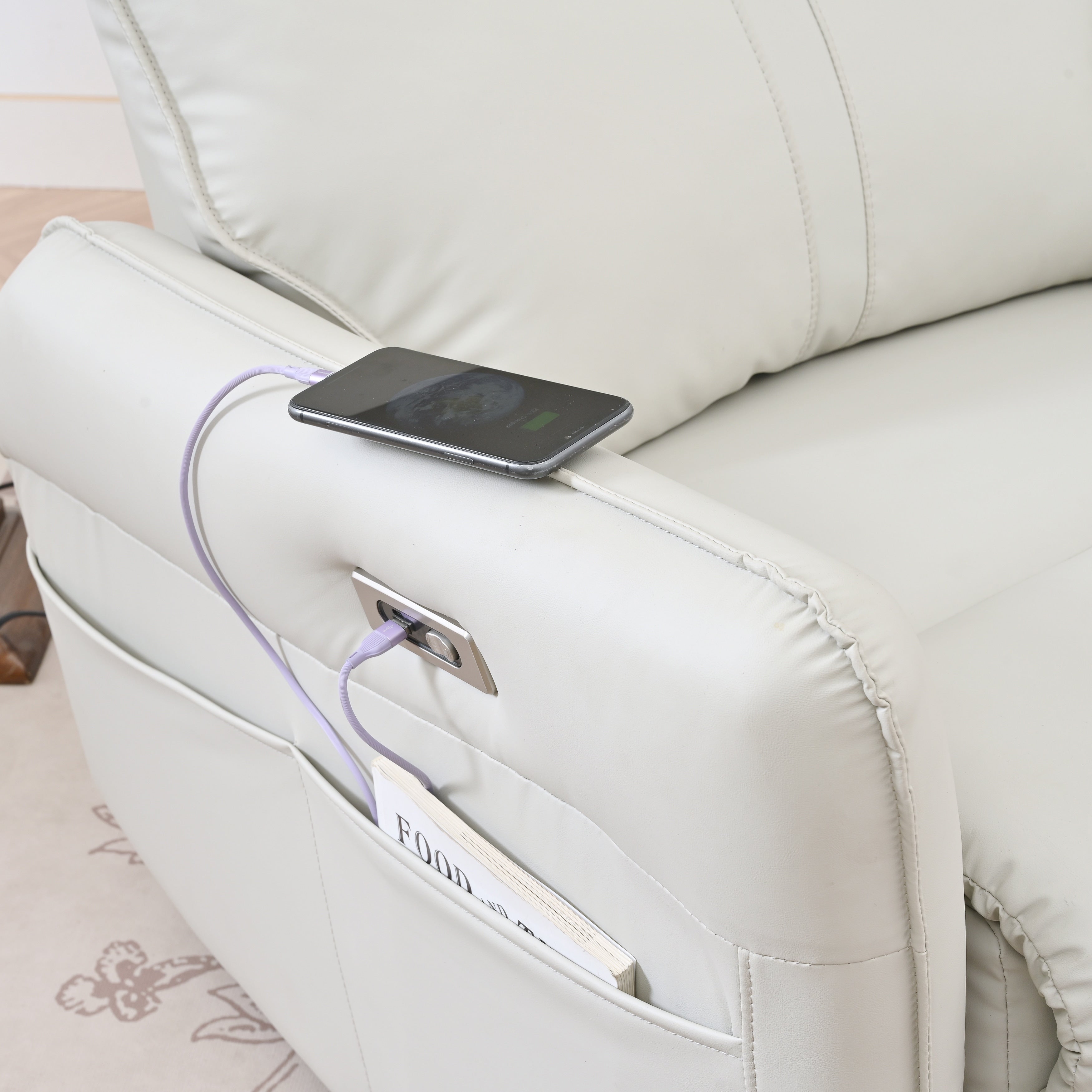 Fauteuil inclinable électrique pivotant à 270° avec ports USB