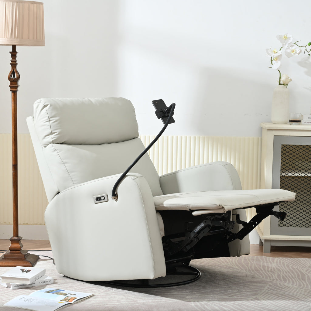 Fauteuil inclinable pivotant à 270° avec ports USB, inclinaison électrique et confort rembourré pour une détente ultime