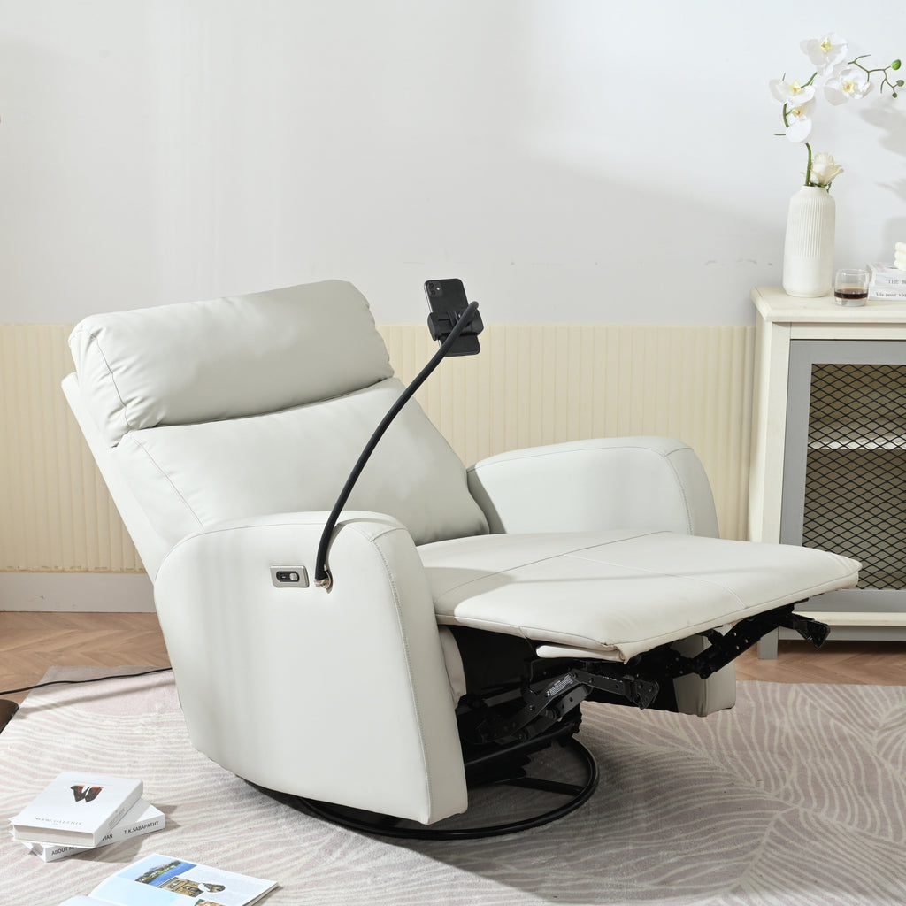 Fauteuil inclinable pivotant à 270° avec ports USB, inclinaison électrique et confort rembourré pour une détente ultime