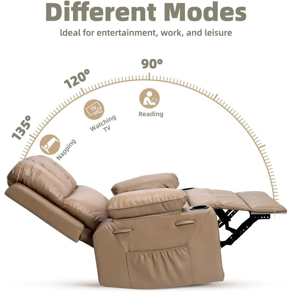 Fauteuils inclinables pivotants surdimensionnés à 360° de 27 pouces avec chauffage et massage