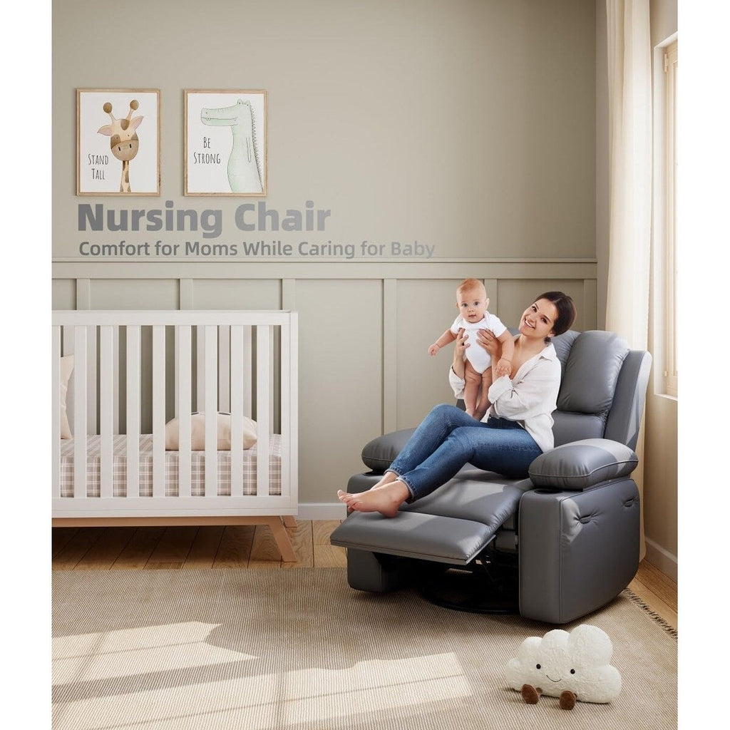 Fauteuils inclinables pivotants surdimensionnés à 360° de 27 pouces avec chauffage et massage