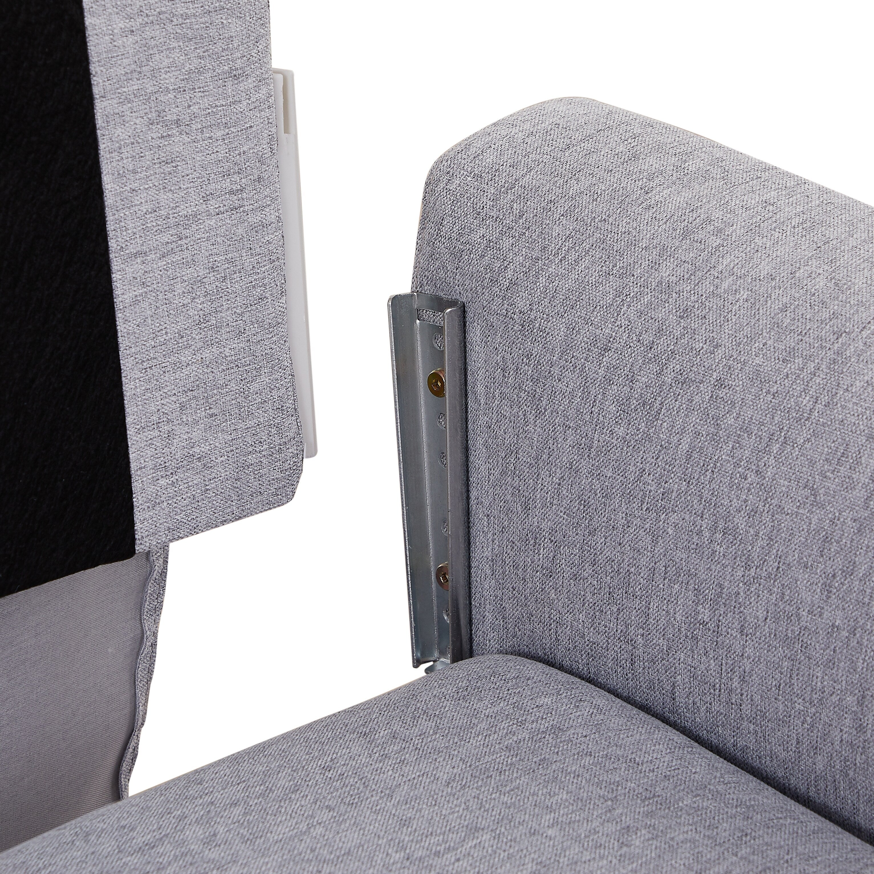 Canapé-lit réglable en forme de L en tissu de 28,35 pouces avec méridienne et poches pour accoudoirs