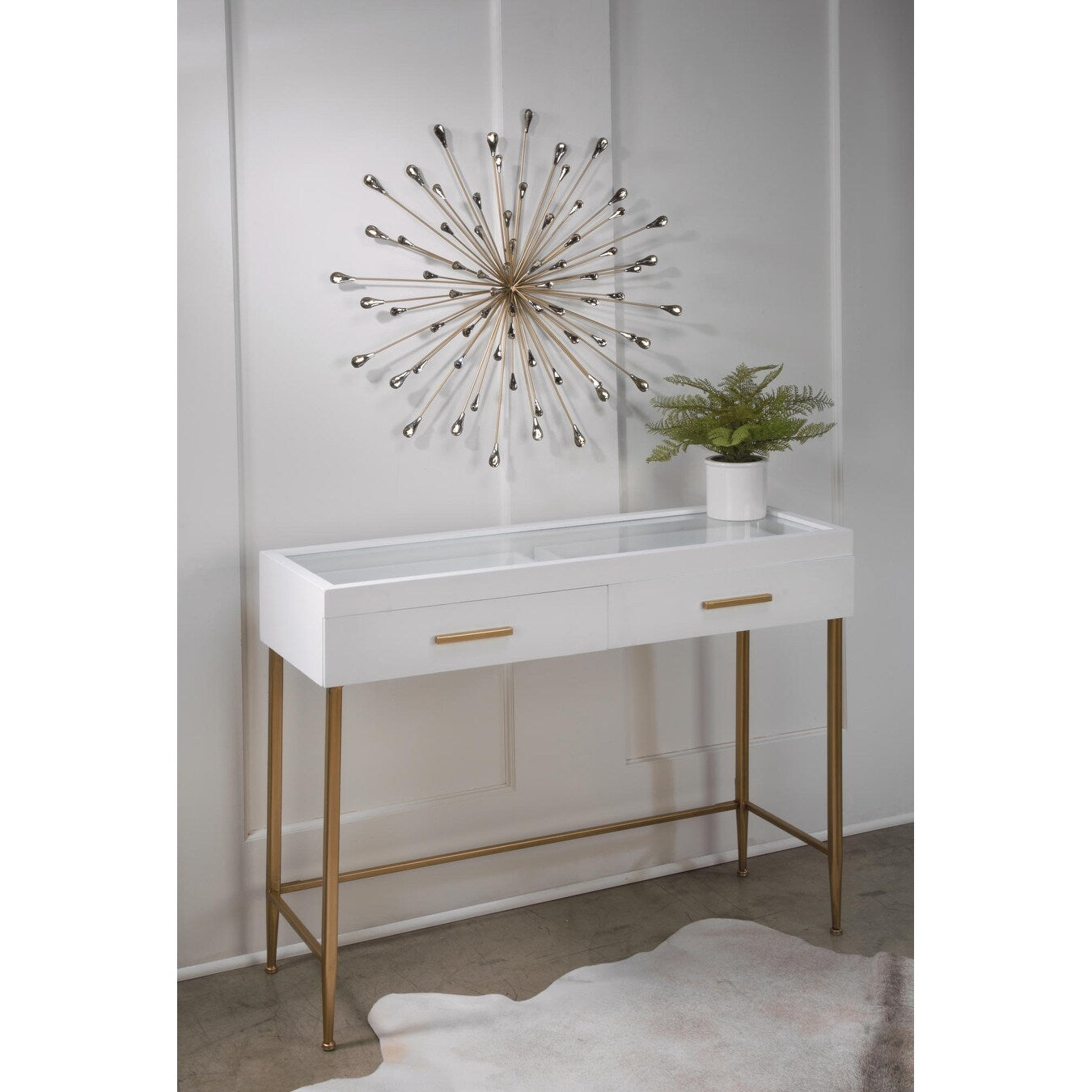 Décoration murale en métal/perles transparentes en forme d'étoile dorée de 28 diamètres