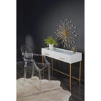 Décoration murale en métal/perles transparentes en forme d'étoile dorée de 28 diamètres