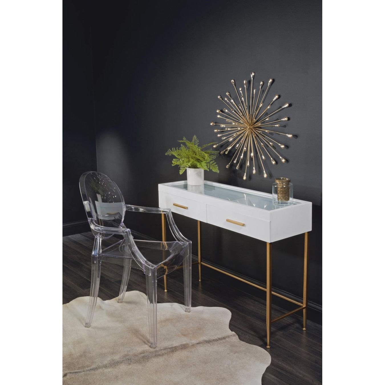 Décoration murale en métal/perles transparentes en forme d'étoile dorée de 28 diamètres