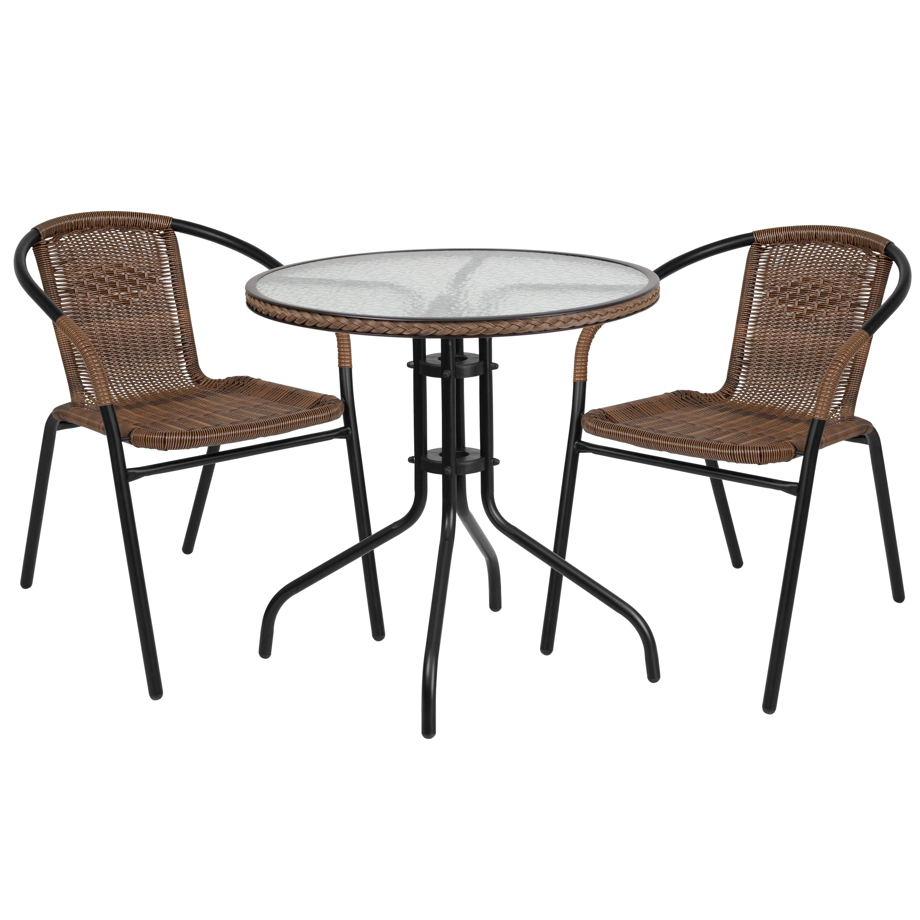 Ensemble table et chaises d'extérieur 3 pièces - 28,75 L x 28,75 P x 28 H