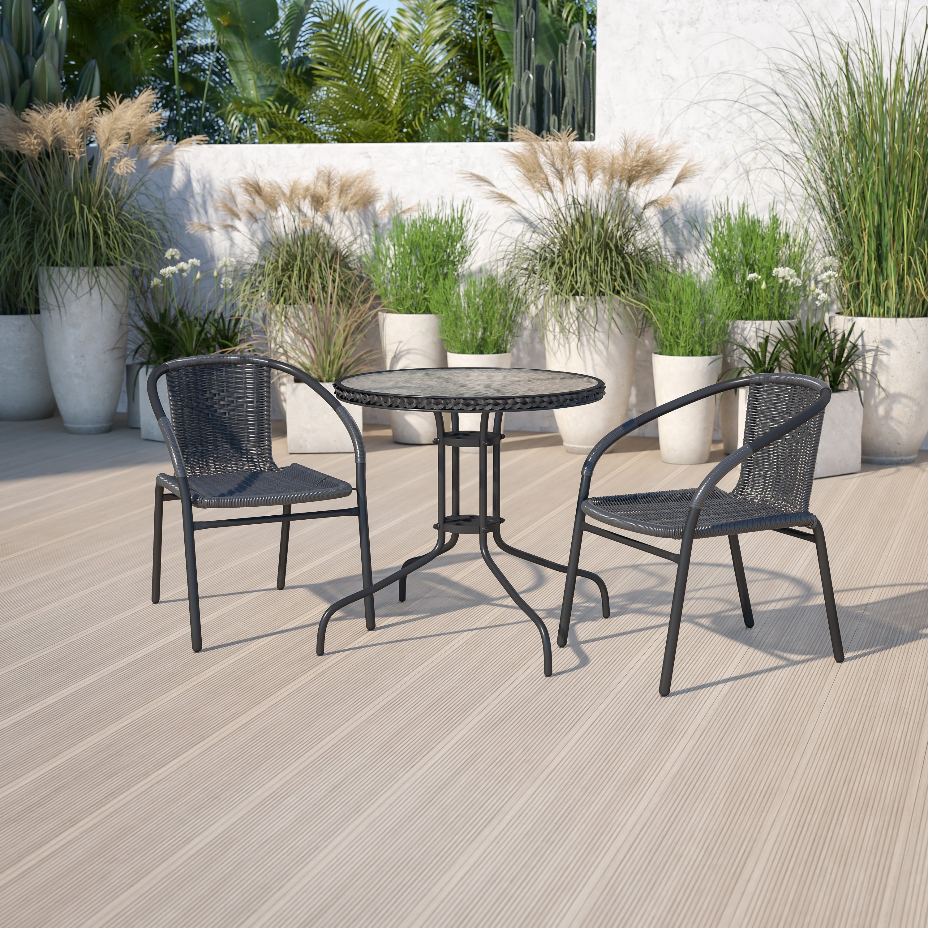 Ensemble table et chaises d'extérieur 3 pièces - 28,75 L x 28,75 P x 28 H