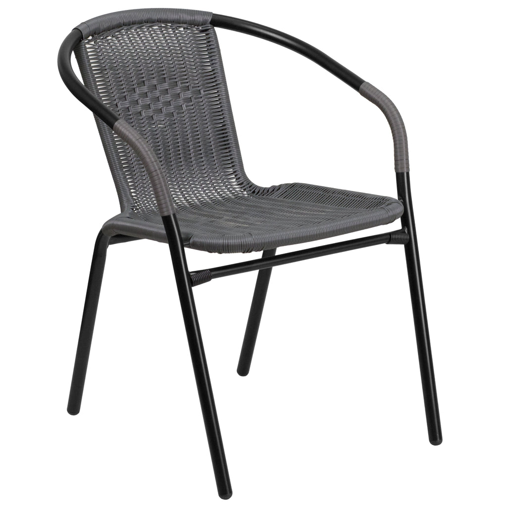Ensemble de salle à manger de patio 3 pièces en métal et rotin avec table carrée de 28 pouces - 28 L x 28 P x 28 H