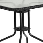 Ensemble de salle à manger de patio 3 pièces en métal et rotin avec table carrée de 28 pouces - 28 L x 28 P x 28 H