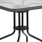 Ensemble de salle à manger de patio 3 pièces en métal et rotin avec table carrée de 28 pouces - 28 L x 28 P x 28 H
