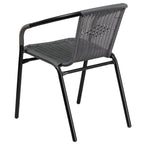 Ensemble de salle à manger de patio 3 pièces en métal et rotin avec table carrée de 28 pouces - 28 L x 28 P x 28 H
