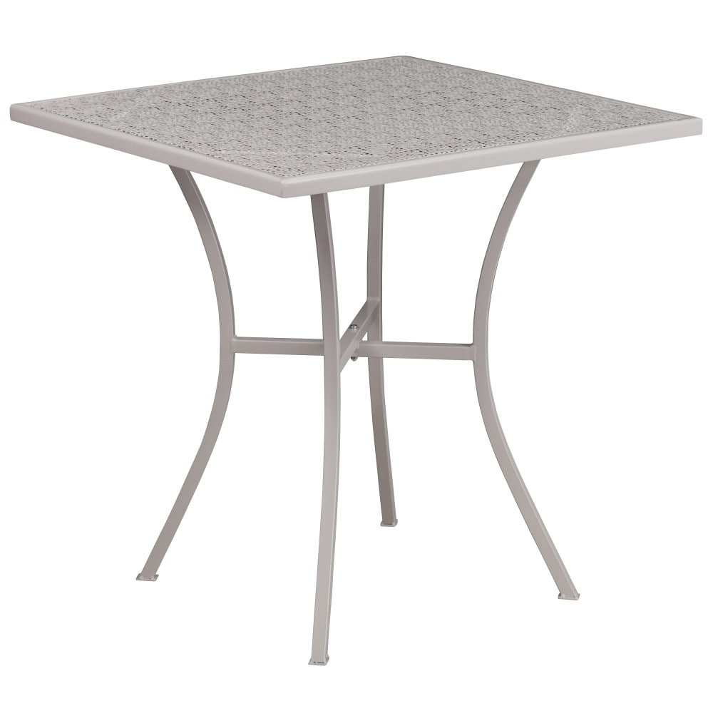 Ensemble de table de patio carrée en acier de 28 po pour l'intérieur et l'extérieur avec 2 chaises à dossier carré