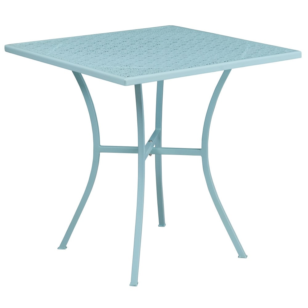 Ensemble de table de patio carrée en acier de 28 po pour l'intérieur et l'extérieur avec 2 chaises à dossier carré