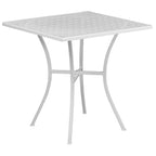 Ensemble de table de patio carrée en acier de 28 po pour l'intérieur et l'extérieur avec 2 chaises à dossier carré
